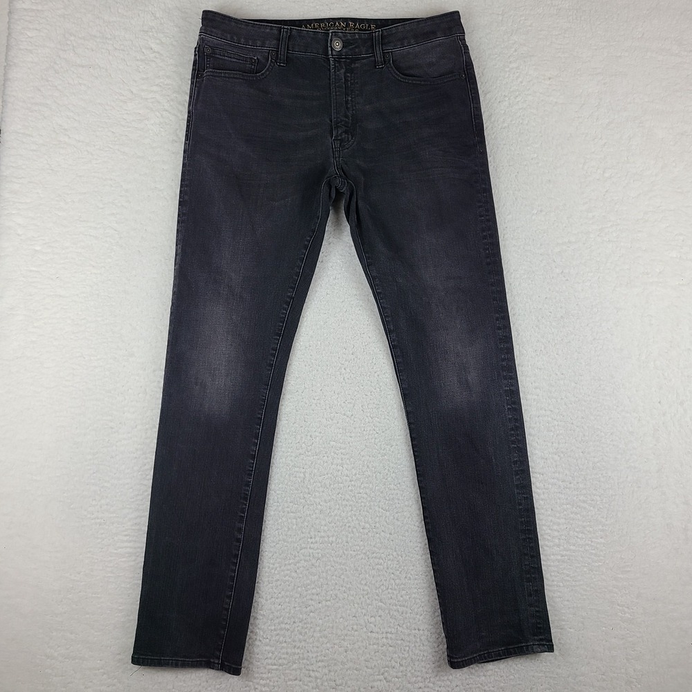 American Eagle Jeans‎ Mens 34x34 Gray Slim 360 Extreme Flex Dark Wash Denim